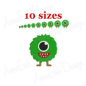 Monster Stickerei Design. Monster Mini. Maschine Stickerei Design. Monster Silhouette. Monster gefüllt Stiche. Halloween-Stickerei-Design