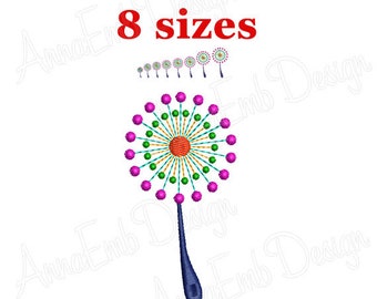 Dandelion Embroidery Design. Dandelion Machine Embroidery. Dandelion mini. Decoration Flower. Flower Embroidery Design.