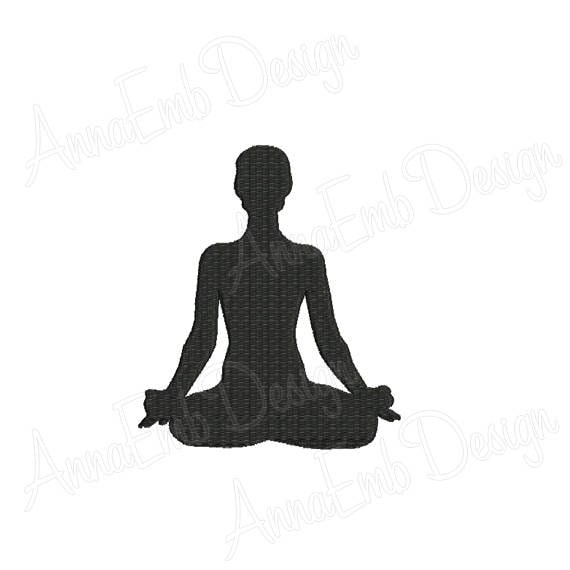 Buy Yoga Embroidery Design. Yoga Silhouette. Yoga Sitting