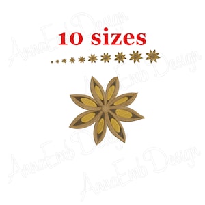 Star Anise embroidery design. Kitchen embroidery. Star Anise mini machine embroidery design. Christmas embroidery design. Anise spice