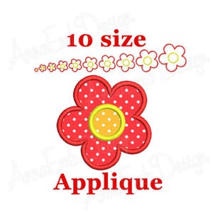 Flower applique embroidery design. Daisy applique design. Machine embroidery.  Baby applique design. Girl applique design. Summer applique.