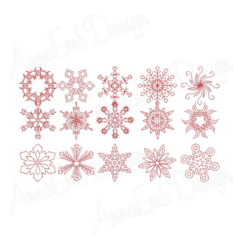 Redwork Snowflake Snowflake Embroidery Machine Design. Redwork Patterns. Cristmas ...