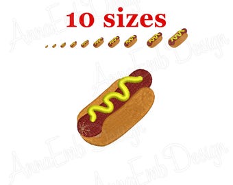 Projekt haftu hot dog. Haft sylwetki hot dog. Projekt hot dog. Miniaturowy hot dog. Projekt haftu maszynowego.