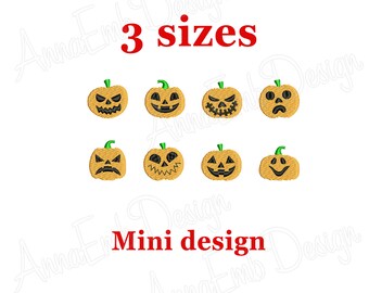Jack O'Lantern Embroidery Design, Mini Pumpkin (Instant Download)