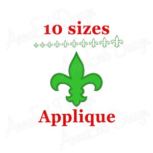 Fleur de lis Applique embroidery design. Machine embroidery design. Mini Fleur de lis. Fleur de lis embroidery. Mardi gras design.