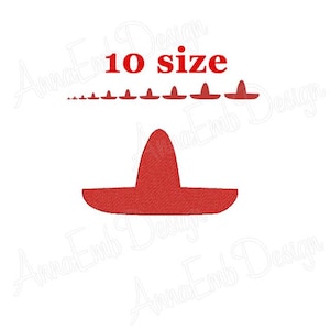 Sombrero Embroidery Design. Mexican Hat Embroidery Design. Cinco de Mayo Embroidery Design. Sombrero Silhouette. Mini Sombrero.