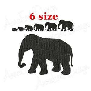 Elefant Stickdatei. Elefant-Silhouette. Stickdatei für die Stickmaschine.  Tierstickerei. Tierische Silhouette. Mini Elefanten Design.