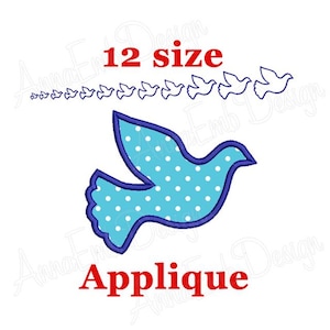 Dove Applique Embroidery Design. Peace Applique Design. Bird Applique Design. Machine Embroidery Design. Dove mini Embroidery Design.