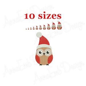 Christmas Owl Embroidery Design. Mini Owl. Machine embroidery. Christmas Embroidery Design. Cute Owl.