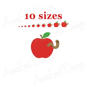 Apple embroidery design. Apple mini Embroidery. Fruit embroidery design. Back to School. Teacher design. Machine embroidery.