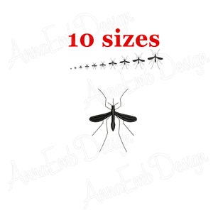 Puede incluir: Diseño de bordado de mosquito en blanco y negro en 10 tamaños diferentes. El diseño es perfecto para crear proyectos únicos y personalizados.