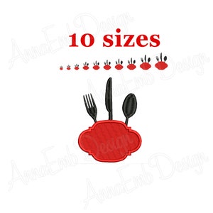 Besteck Gabel Messer Löffel Stickerei Design. Mini Besteck. Besteck Silhouette. Küche Stickerei. Maschinenstickerei. Utensilien Stickerei.