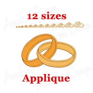 Wedding Rings Applique Embroidery Design. Wedding Rings Embroidery. Wedding Rings Design. Mini Wedding Rings. Machine embroidery design.