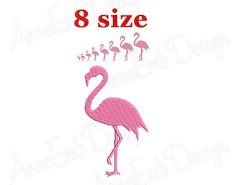 Flamingo Embroidery Design, Silhouette Mini Flamingo (Instant Download)