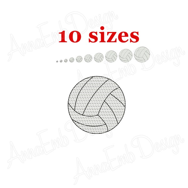 Sketch Volleyball Embroidery Design. Machine Embroidery Design. Mini Volleyball Design. Volleyball Sketch. Sport Embroidery Design.