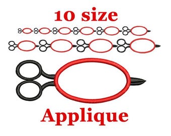 Scissors Monogram Frame Machine Embroidery Design (Instant Download)