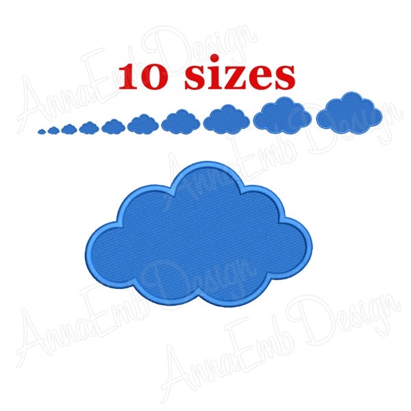 Cloud Embroidery Design. Cloud mini. Machine Embroidery Design. Cloud Silhouette. Cloud Filled Stitches.