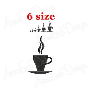 Disegno per ricamo a forma di tazza da caffè. Mini disegno per ricamo a forma di tazza da caffè. Disegno per ricamo a macchina. Disegno per ricamo a punto pieno a forma di tazza da caffè. Silhouette di caffè.