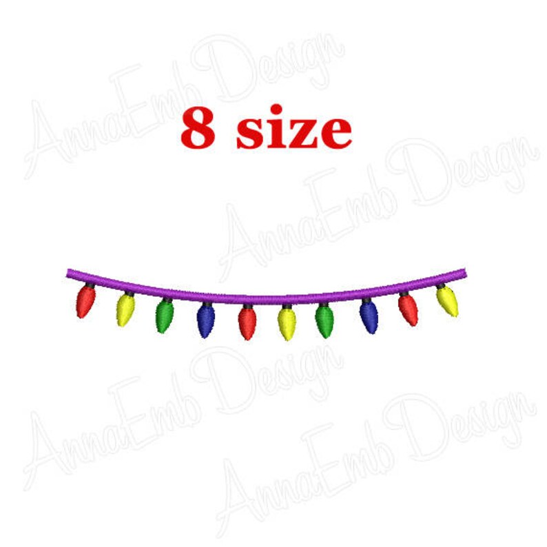 Christmas Lights Embroidery Design. Machine Embroidery. Etsy