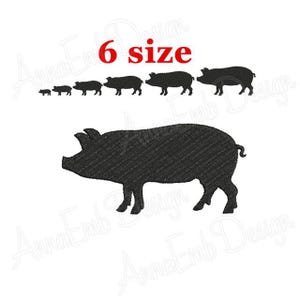 Pig Embroidery design. Pig Silhouette. Pig mini Embroidery. Pig design. Farm Embroidery. Farmer animals. Machine Embroidery Design.