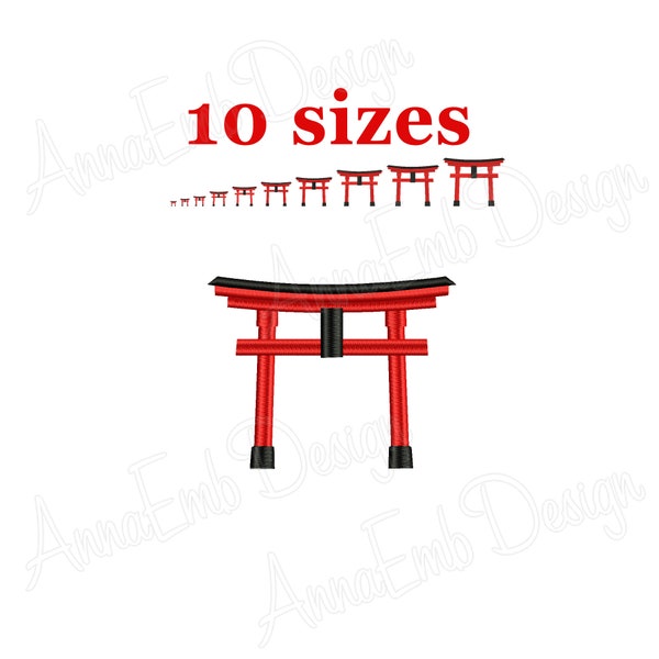 Japanese Torii Gate Embroidery design. Japanese Torii Gate Silhouette. Japanese Torii Gate mini. Japan design. Machine Embroidery Design.