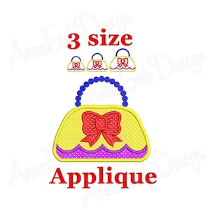 Diseño de bordado con apliques para bolso. Minibolso. Diseño de bolso. Bordado de monedero. Monedero de niña. Bordado de monedero de princesa. Bordado a máquina.