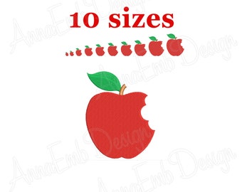 Apple embroidery design. Apple mini Embroidery. Fruit design. Back to School. Teacher design. Apple Core. Half an apple. Machine embroidery.