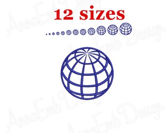 Earth Globe Embroidery Design, Mini Silhouette (Instant Download)