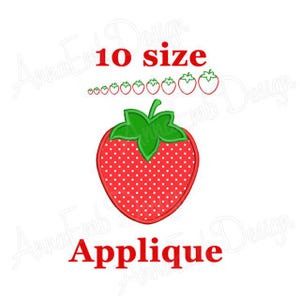 Strawberry applique embroidery design. Fruit applique embroidery design. Strawberry embroidery. Machine embroidery design. Mini strawberry.