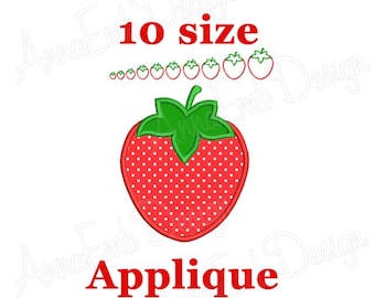 Strawberry Applique Machine Embroidery Design (Instant Download)