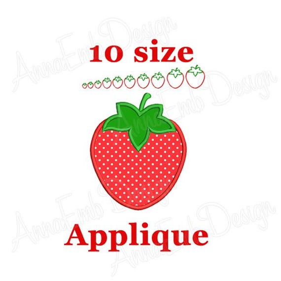Strawberry Applique Machine Embroidery Design (Instant Download)