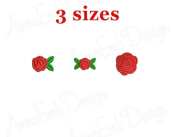 Diseño de bordado de mini rosas, bordado floral a máquina (descarga instantánea)