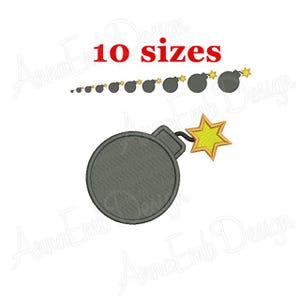 Bomb Silhouette Embroidery Design, Mini Weapon (Instant Download)