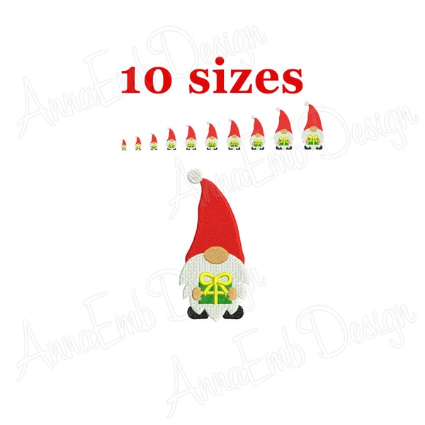 Christmas Gnome Embroidery Design. Mini Gnome. Machine embroidery. Christmas Embroidery Design. Cute Gnome. Gnome Gift Embroidery.