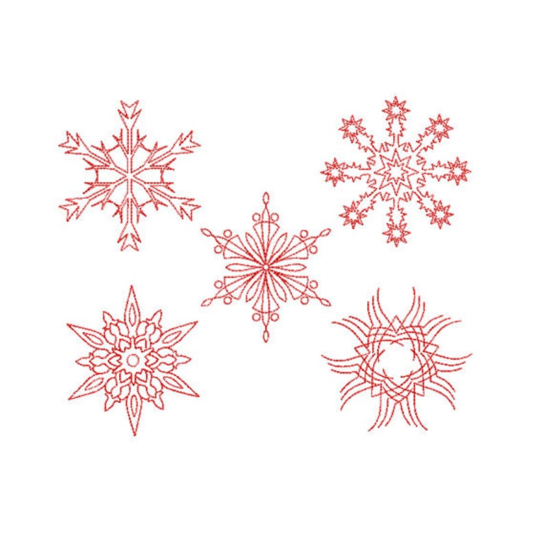 Snowflake embroidery machine design redwork sybjus  etsy