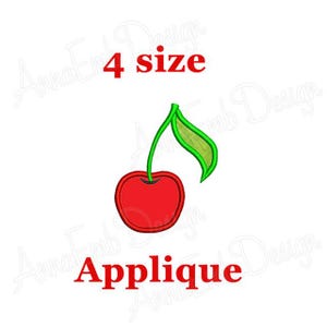 Cherry applique design. Cherry Embroidery design.  Machine Embroidery design. Fruit embroidery. Spring embroidery. Fruit Applique.