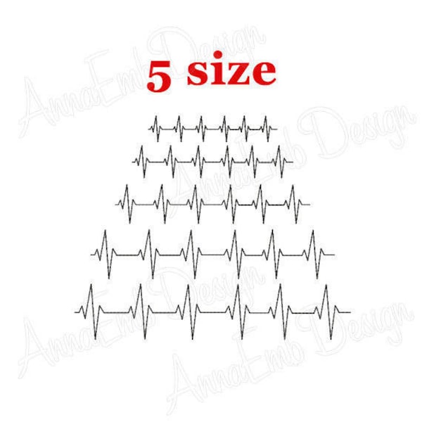 Heartbeat Embroidery Design. EKG Embroidery Design.  Machine Embroidery Design. Heartbeat Line Embroidery Design. Medicine Embroidery.