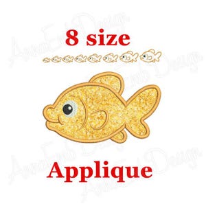 Goldfish Applique Embroidery Design. Fish Embroidery Design. Mini Fish embroidery design. Sea animals. Machine Embroidery Designs.