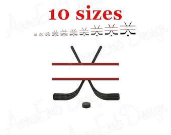 Split Hockey Sticks and Puck embroidery design. Hockey Sticks embroidery design. Machine embroidery design. Hockey Embroidery
