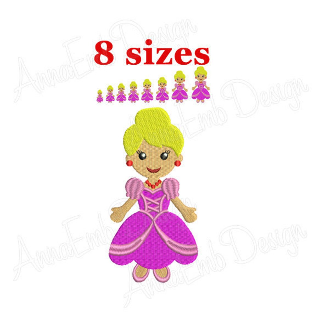 Princess Embroidery Design. Machine Embroidery Design. Princess Mini