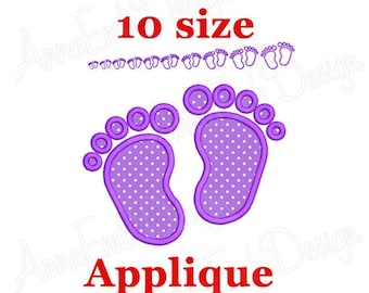 Baby Feet applique Embroidery Design. Machine Embroidery Design. Mini Baby Feet Design. Newborn Baby Footprint. Baby Feet Embroidery Design