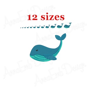 Whale Embroidery Design. Mini Whale. Machine embroidery design. Animal embroidery. Blue Whale