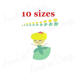 Princess Embroidery Design. Machine Embroidery Design. Princess mini Embroidery Design. Princess Filled Stitch. Cute Princess Embroidery.