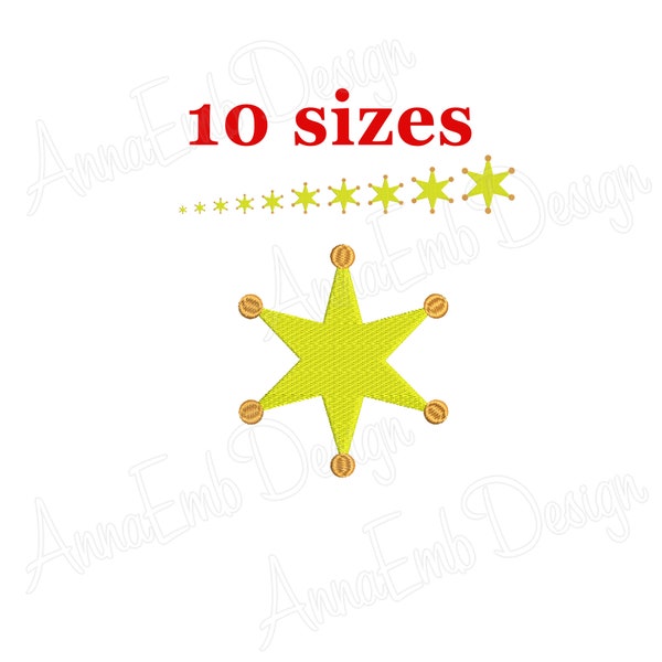 Sheriff Badge Embroidery Design. Sheriff Star. Star Embroidery Design. Star Filled Stitch. Star Silhouette. Mini embroidery. Mini Star