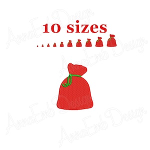 Puede incluir: Diseño de bordado de calcetín de Navidad rojo y verde en 10 tamaños. El diseño presenta un calcetín rojo con una cinta verde.