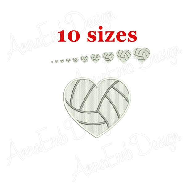 Volleyball Heart Embroidery Design Volleyball Embroidery Design. Machine Embroidery Design. Mini Volleyball. Volleyball filled stitch