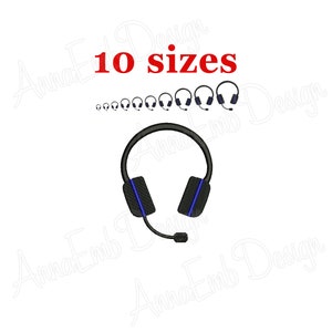 Headphones Embroidery Design, Silhouette (Instant Download)
