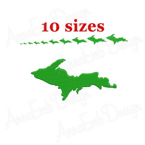 Michigan Upper Peninsula Embroidery Design. Machine Embroidery. Michigan Filled Stitch. Country Design. Michigan Mini Silhouette.