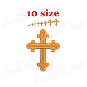 Christian Cross Embroidery Design, 10 Sizes (Instant Download)