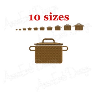 Cooking Pot embroidery Design. Kitchen pot embroidery Design. Saucepan Embroidery. Kitchen Embroidery Design.